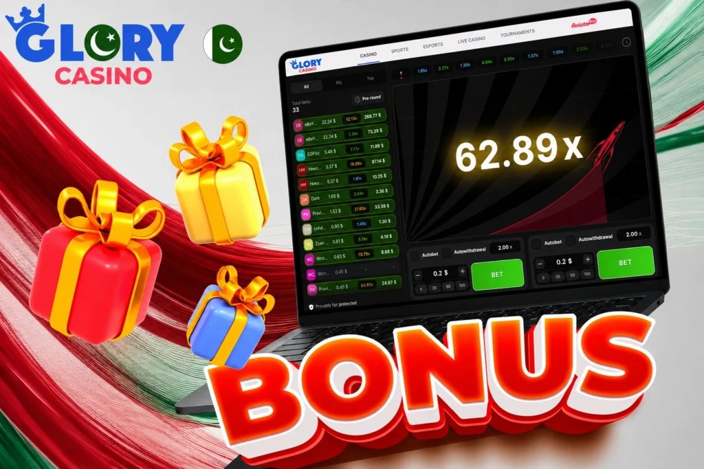 Astronaut Bonus at Glory casino, desktop interface