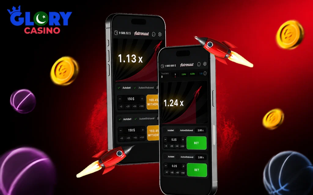 Glory Casino Astronaut crash game on mobile phones